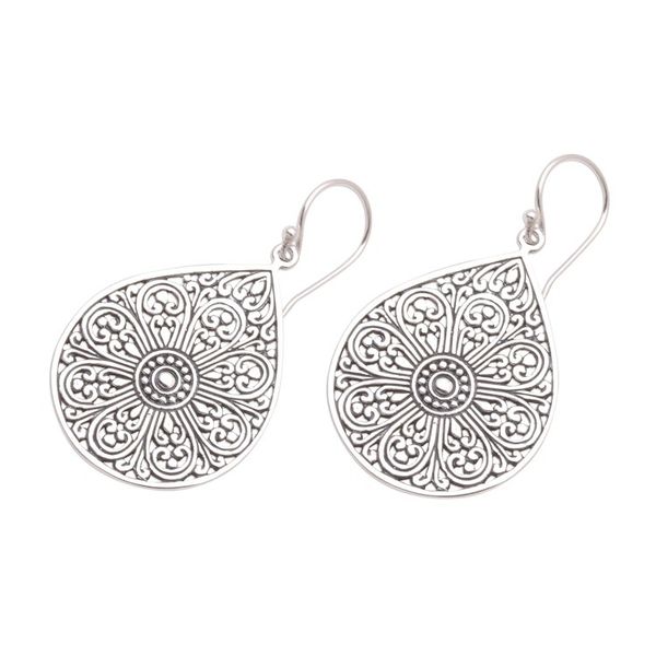 Alternate image for Drop-Shaped Sterling Silver Dangle Earrings from Bali Glorious Teardrops