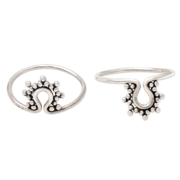 Alternate image for Artisan Crafted Sterling Silver Stacking Rings Pair Ancient Shrine