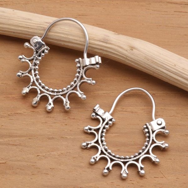 Alternate image for Artisan Crafted Sterling Silver Hoop Earrings Radiance