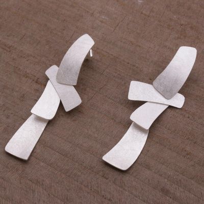 Alternate image for Sterling Silver Modern Drop Earrings from Bali Contemporary Spirit