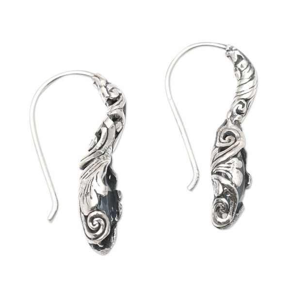 Alternate image for Hand Made Blue Topaz and Sterling Silver Drop Earrings Blue Cocoon