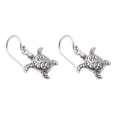 Alternate image for Sterling Silver Sea Turtle Dangle Earrings from Bali Baby Turtles