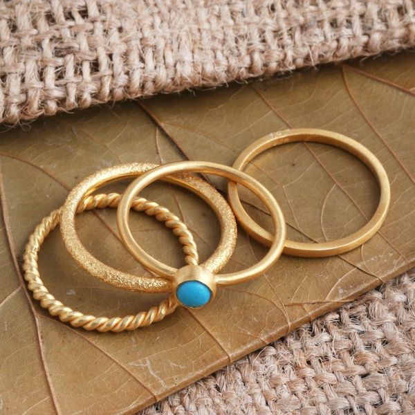 Alternate image for 14k Gold Plated Stacking Rings set of 4 Align