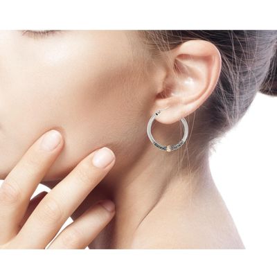 Alternate image for Fair Trade Gold Accented Sterling Silver Hoop Earrings Cloud-Kissed Moon
