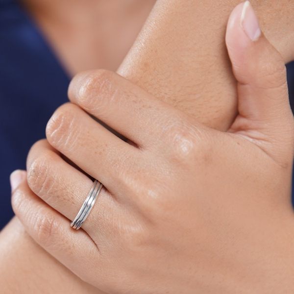Alternate image for Sterling Silver Band Ring with Balinese Minimalist Styling Shiny Minimalist