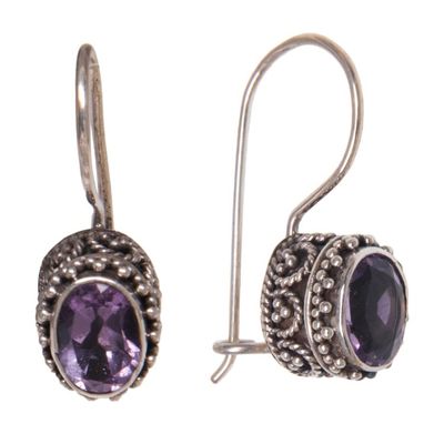 Alternate image for Sterling Silver Amethyst Drop Earrings Purple Spell
