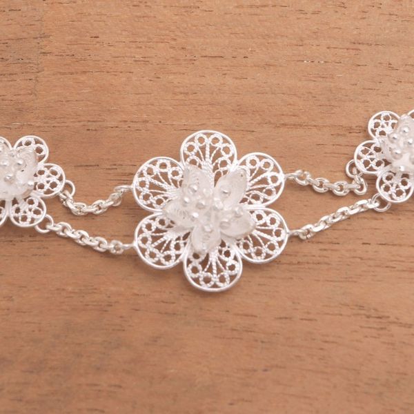 Alternate image for Floral Sterling Silver Filigree Pendant Bracelet from Java Floral Story