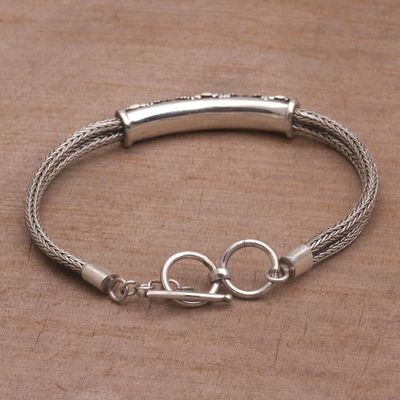 Alternate image for Handmade Sterling Silver and 18k Gold Bracelet Balinese Garden