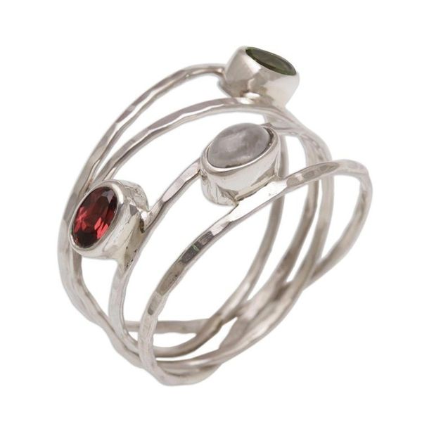 Alternate image for Unique Multigemstone Sterling Silver Ring from Bali Brilliant Majesty