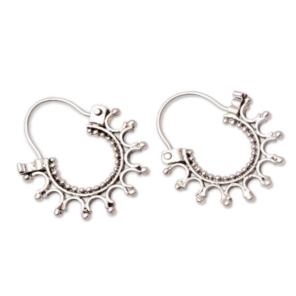 Alternate image for Artisan Crafted Sterling Silver Hoop Earrings Radiance