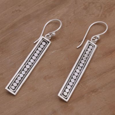 Alternate image for Handmade Long Sterling Silver Dangle Earrings from Bali Bold Hello