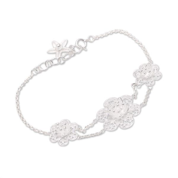 Alternate image for Floral Sterling Silver Filigree Pendant Bracelet from Java Floral Story