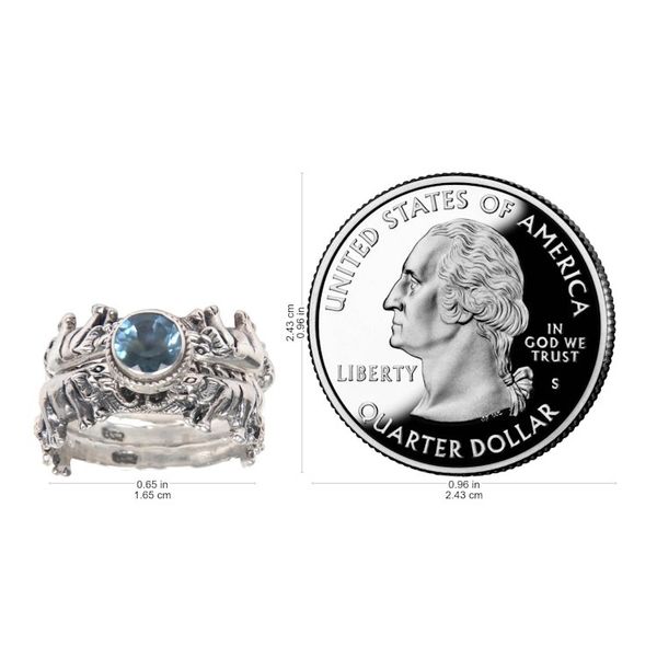 Alternate image for Blue Topaz and Silver Stacking Rings Set of 3 Indonesia Elephant Shrine