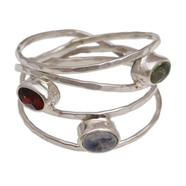 Alternate image for Unique Multigemstone Sterling Silver Ring from Bali Brilliant Majesty