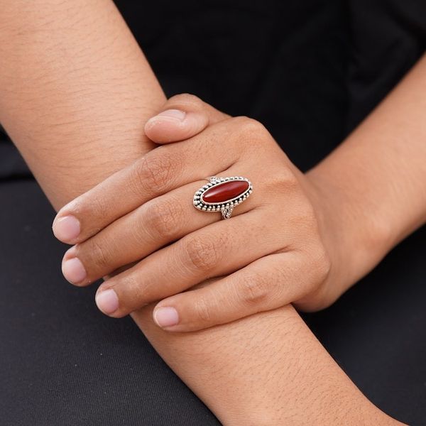 Alternate image for Sterling Silver and Carnelian Ring Fire and Courage