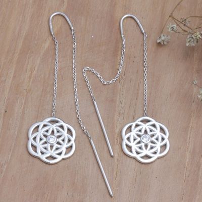 Alternate image for Chakra-Inspired Floral Threader Earrings with Cubic Zirconia Chakra Garden