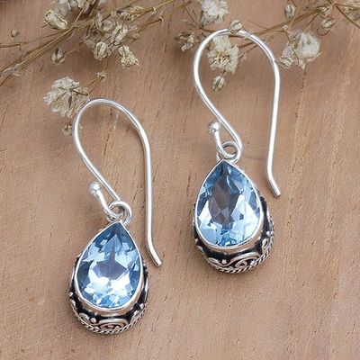 Alternate image for Four-Carat Blue Topaz Sterling Silver Dangle Earrings Serene Spring