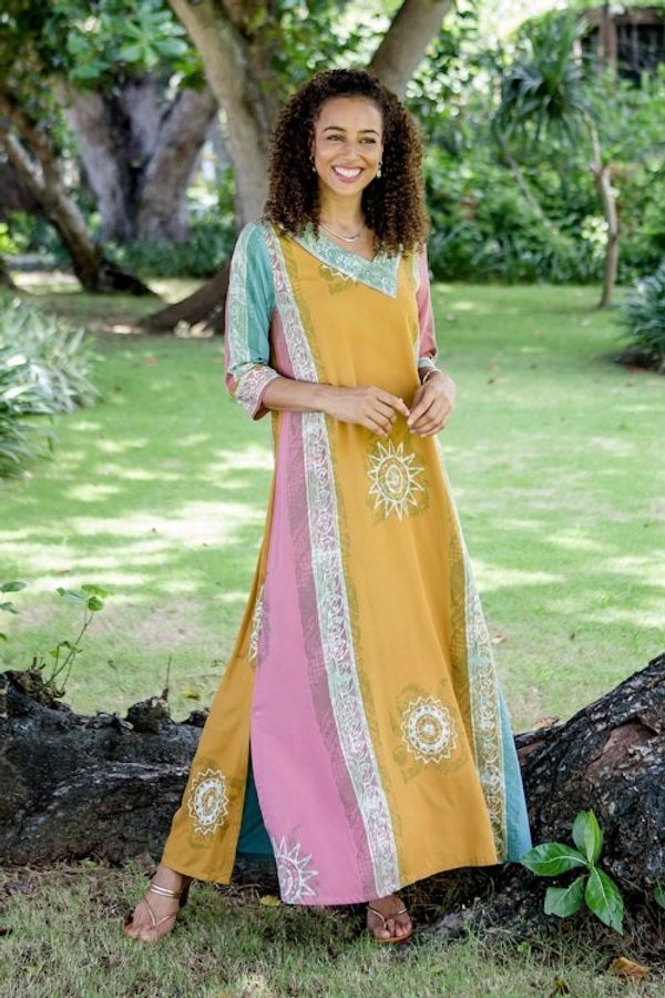 Alternate image for Batik-Dyed Rayon Maxi Dress from Bali Slow Day in Amber