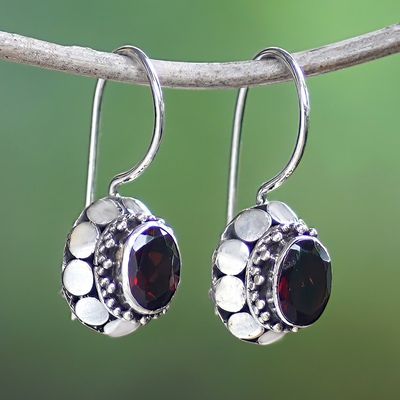 Alternate image for Sterling Silver Drop Earrings with One-Carat Garnet Stones Crimson Mirage