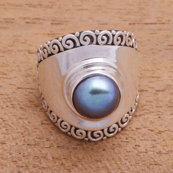 Alternate image for Peacock Cultured Pearl Cocktail Ring Crafted in Bali Mountaintop in Peacock