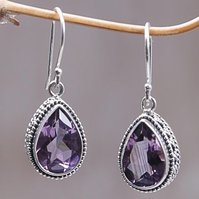 Alternate image for 925 Silver Earrings with Amethyst Total 8 Carats from Bali Sparkling Dew