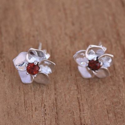 Alternate image for Floral Garnet Stud Earrings Crafted in Bali Jepun Soul
