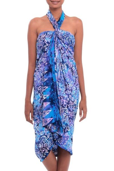 Alternate image for Floral Batik Rayon Sarong from Bali Regal Roses