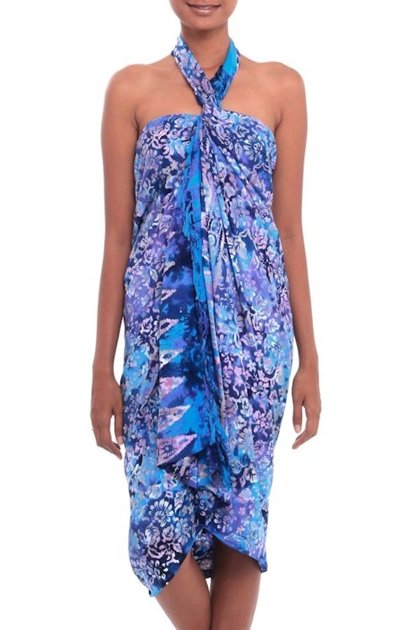 Alternate image for Floral Batik Rayon Sarong from Bali Regal Roses