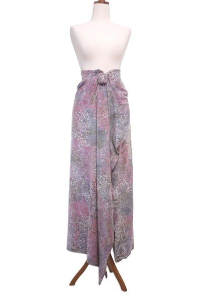 Primary image for Colorful Rayon Sarong with Batik Leafy Pattern from Bali Happy Foliage