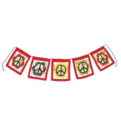 Alternate image for Batik Rayon Bunting with Peace Motif Flower Peace