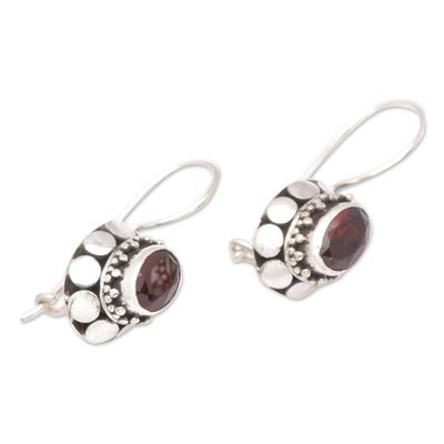 Alternate image for Sterling Silver Drop Earrings with One-Carat Garnet Stones Crimson Mirage