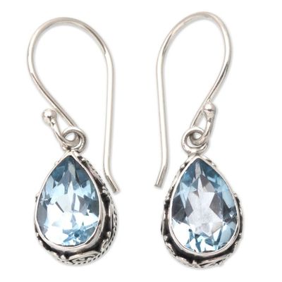 Alternate image for Four-Carat Blue Topaz Sterling Silver Dangle Earrings Serene Spring
