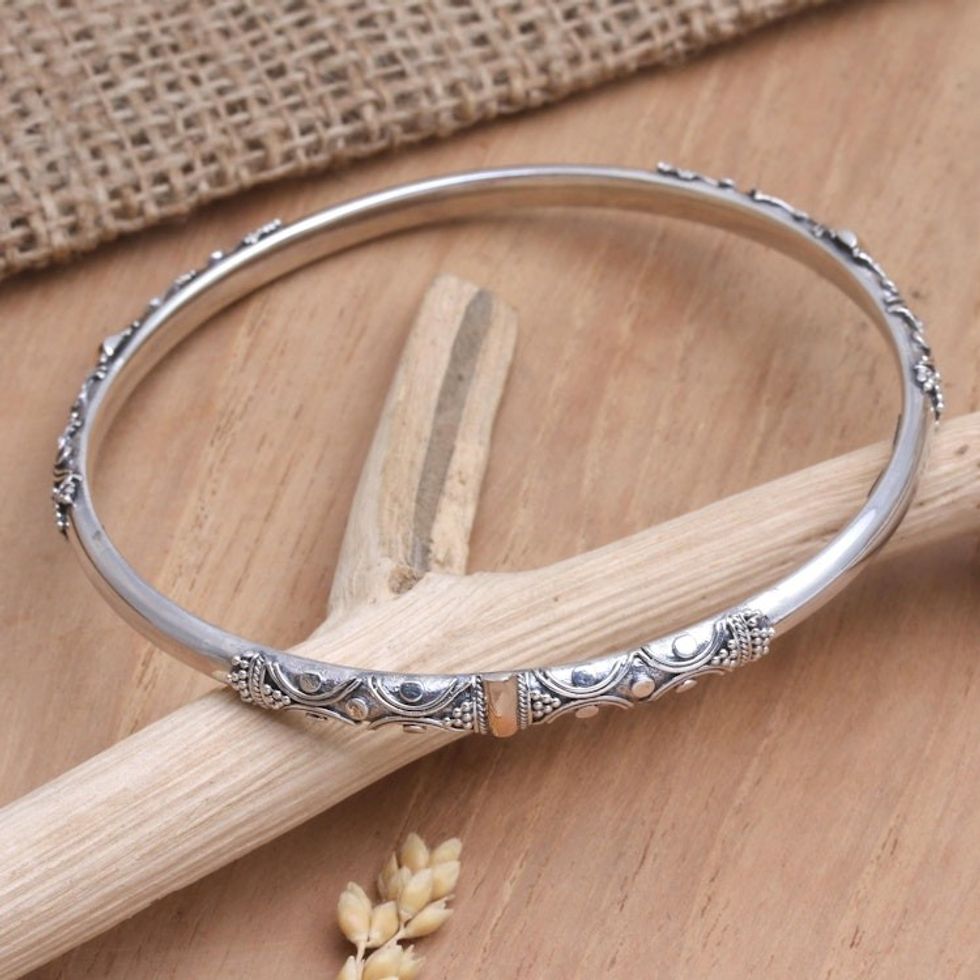 Hand Crafted Gold-Accented Bangle Bracelet 'Glimmer in Your Eye'