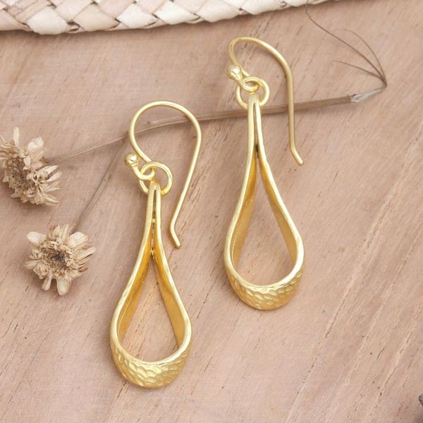 Alternate image for Balinese 18k Gold-plated Modern Dangle Earrings Enchanting Style