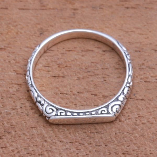 Alternate image for Swirl Pattern Sterling Silver Band Ring from Bali Intaglio Curls