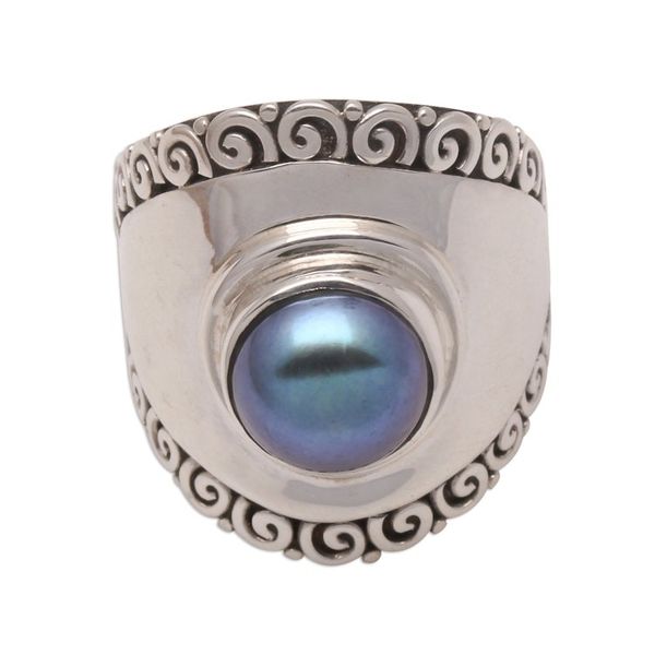 Alternate image for Peacock Cultured Pearl Cocktail Ring Crafted in Bali Mountaintop in Peacock