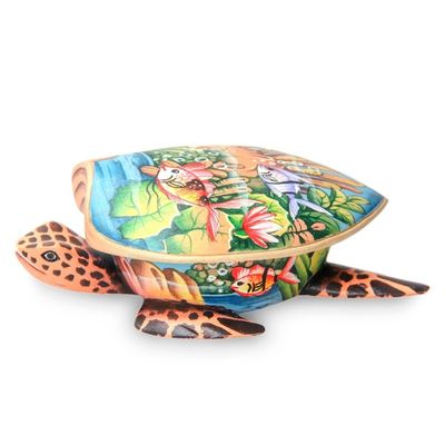 Alternate image for Hand Crafted Wood Jewelry Box Sea Turtle