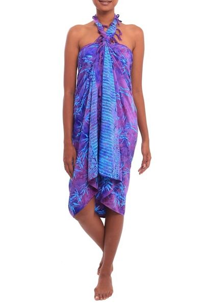 Alternate image for Bamboo Motif Batik Rayon Sarong from Bali Twilight Bamboo