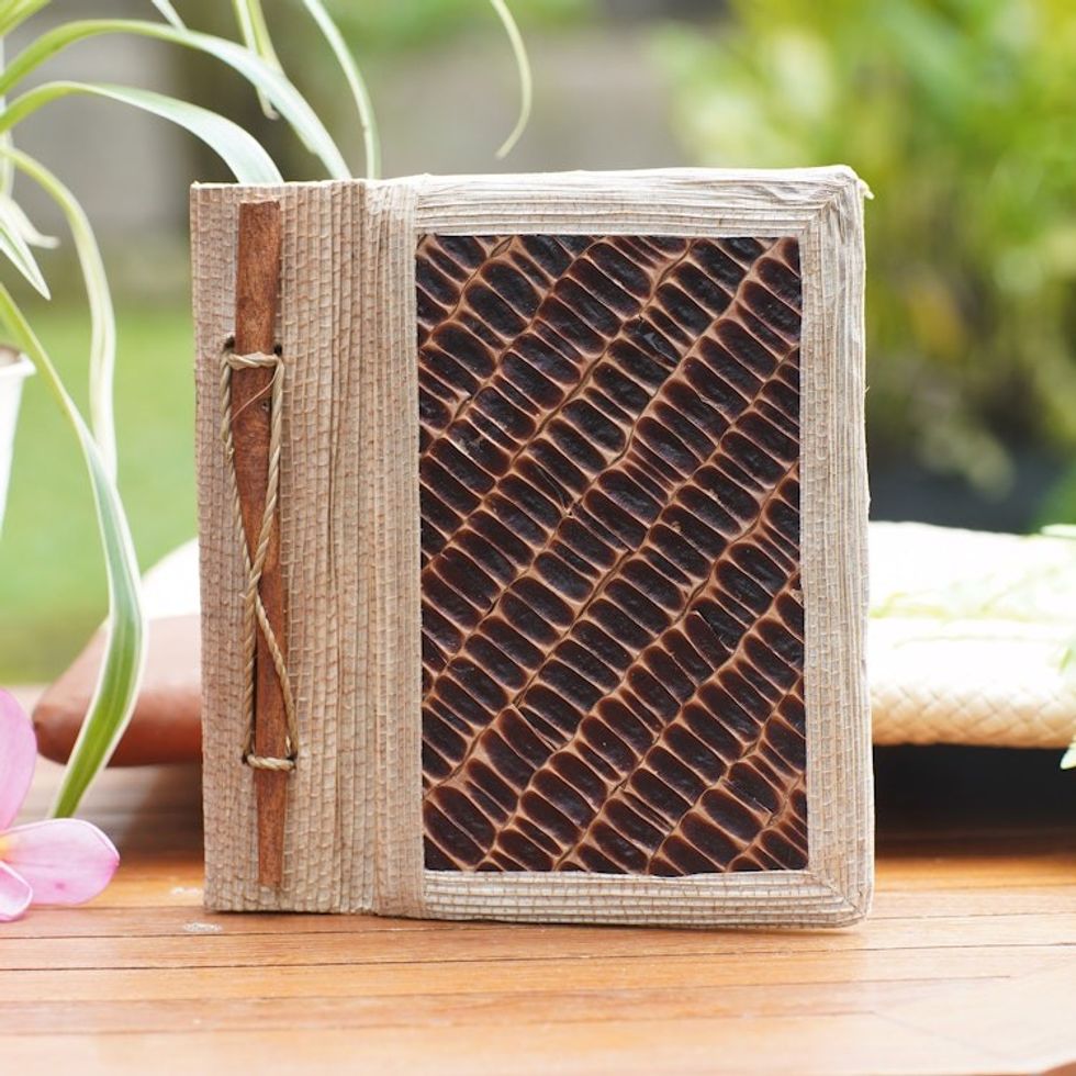 Eco-Friendly Natural Fiber Journal with Rice Straw Paper 'Brownstone'