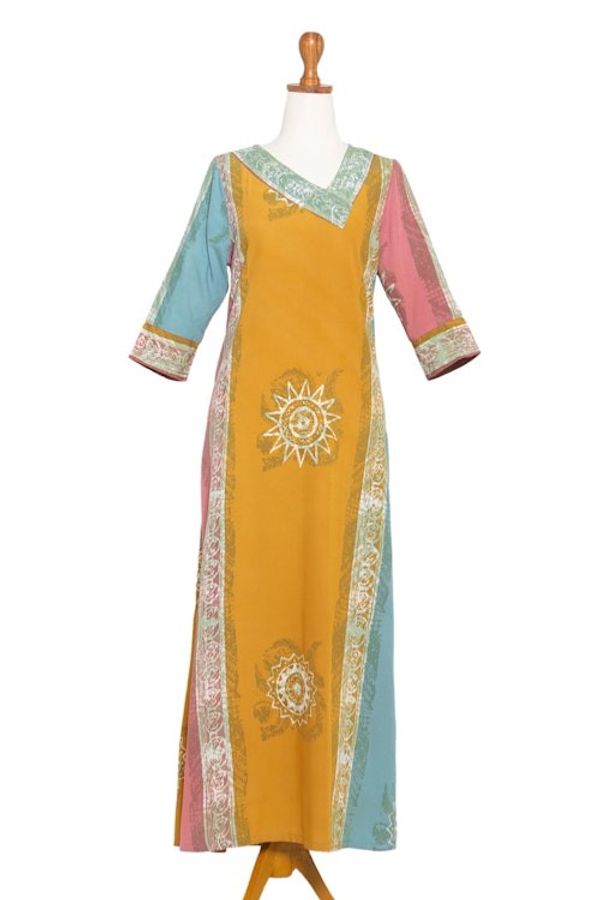 Alternate image for Batik-Dyed Rayon Maxi Dress from Bali Slow Day in Amber