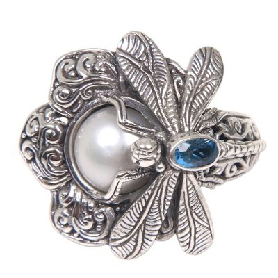 Alternate image for Cultured Pearl Cocktail Ring Dragonfly from Indonesia Rafflesia Flower