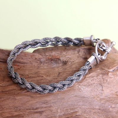 Alternate image for Mens Sterling 925 Silver Braided Bracelet Naga Braid