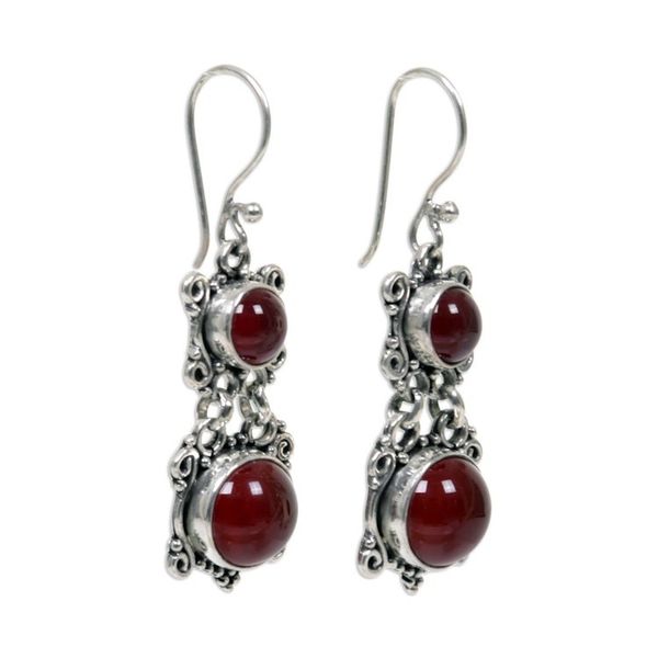 Alternate image for Carnelian Sterling Silver Dangle Earrings Radiant Queen