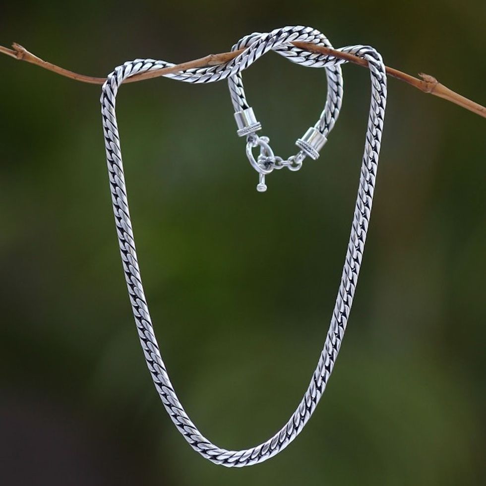 Men's Sterling Silver Chain Necklace 'Sleek'