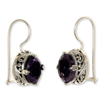Alternate image for Handmade Sterling Silver Amethyst Drop Earrings Angelic Aura
