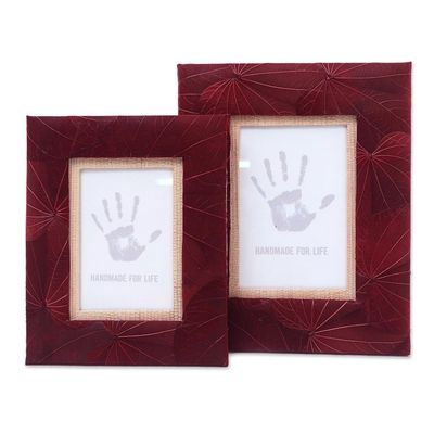 Alternate image for Handmade Natural Fiber Photo Frames 4x6 and 3x5 Autumn Spirit in Red