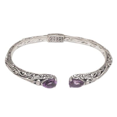 Alternate image for Sterling Silver Hinged Amethyst Cuff Bracelet from Bali Looking for You
