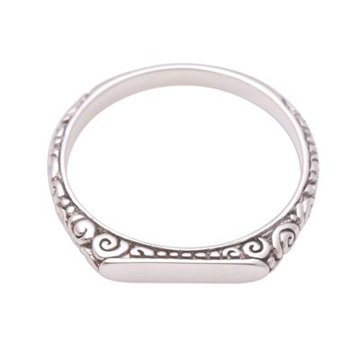 Alternate image for Swirl Pattern Sterling Silver Band Ring from Bali Intaglio Curls