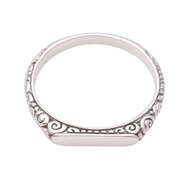 Alternate image for Swirl Pattern Sterling Silver Band Ring from Bali Intaglio Curls