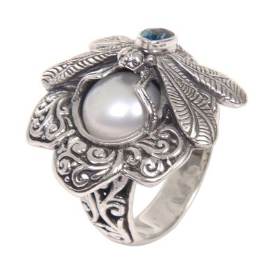 Alternate image for Cultured Pearl Cocktail Ring Dragonfly from Indonesia Rafflesia Flower